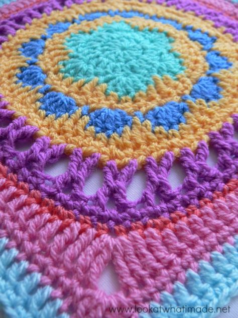 12" Crochet Square: Odyssey Granny Square Crochet Patterns Free, Crochet Mandala Pattern, Crochet Hexagon, Crochet Blocks, Crochet Square Patterns, Granny Squares Pattern, Granny Square Crochet Pattern, Square Patterns, Crochet Square