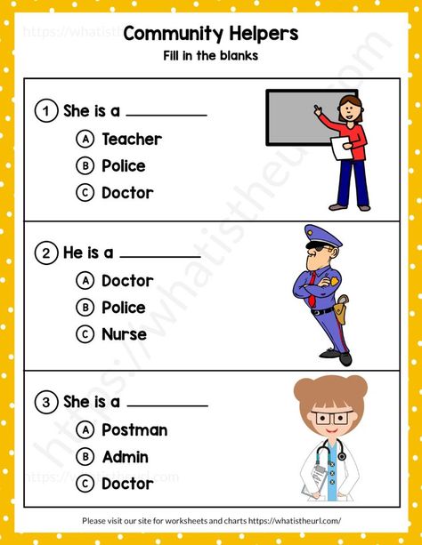 There is a lot of work going on in a community! Community helpers for kids is a great way to introduce children to all the professions they see around them every day. The activities inside this worksheet are designed to spark conversation with younger children between 3 – 7 years old. Please download the PDF Community Helpers Worksheet – Fill in the blanks Community Helpers Worksheets Kindergarten, Community Helpers Pictures, Preschool Weather Chart, Community Helpers For Kids, Community Helpers Writing, Community Helpers Worksheets, Compound Words Worksheets, Community Jobs, Digraphs Worksheets