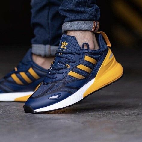 Adidas ZX 2K Boost 2.0 Men Athletic Blue Trainers Gym Sneaker Running Shoe #733 Get a price at https://copapair.com/adidas-zx-2k-boost-2-0-men-athletic-blue-trainers-gym-sneaker-running-shoe-733/ Adidas Zx 2k Boost, Yellow Adidas, Buy Sneakers, Boot Design, New Nike Shoes, Nike Shoes For Sale, Blue Trainers, Adidas Sneakers Mens, Nike Air Shoes