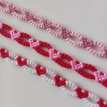 Heart Embroidery Bracelet Patterns, Heart Chevron Bracelet Pattern, Heart Bracket Pattern, Heart String Bracelet Patterns, Heartstopper Bracelet Pattern, Strawberry Chain Bracelet Pattern, String Bracelet Patterns Heart, Bow Bracelet Pattern, Heart Chain Bracelet Pattern