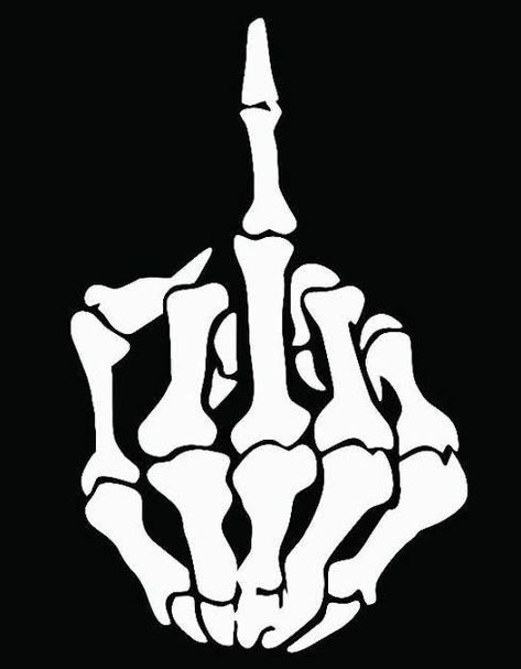 Skull Middle Finger, Fck U, Skeleton Hands Drawing, Skeleton Middle Finger, Skeleton Finger, Skull Funny, Truck Window Stickers, Skull Stencil, Funny Vinyl Decals