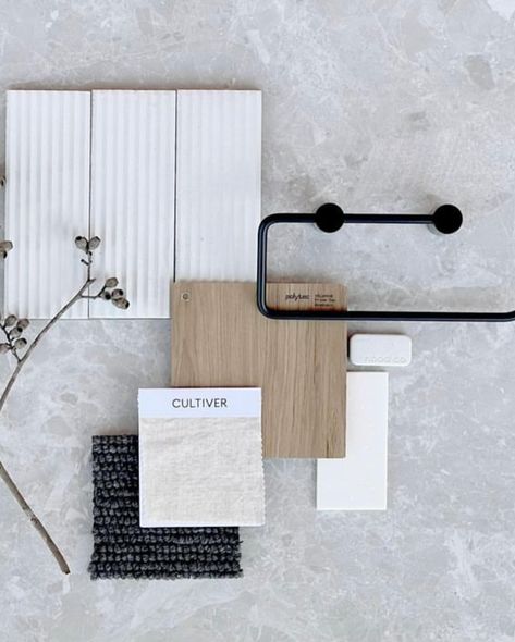 White now, white always. We’ve chosen some of our favourite flatlays and moodboards featuring our three neutral white tones - ‘Ivory’, ‘Morning Mist’ & ‘Cloud’. Inspired by nature, these hues are subtle tones, adding warmth or cool whilst still staying neutral. White neutral tones are a timeless choice for bathrooms creating a sense of calm and ease. Using one of our neutral tones for your bath or basin will allow other elements of your design such as texture, pattern and structure shine... Material Moodboard, Grey And White Bathroom, Moodboard Design, Material Board, Morning Mist, White Bath, Concrete Wood, Mood Board Design, Tile Samples