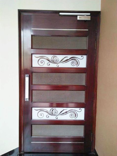 Simple Jali Door Design, Jali Door Design Modern Interior, Mane Door Design Jali, Single Jali Door Design, Jali Door Design Modern Dabal Door, Net Door, Latest Door Designs, Pintu Interior, Tea Table Design