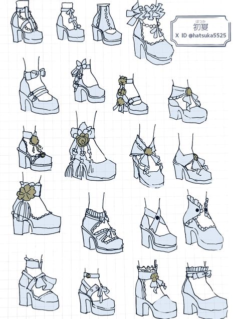 Cute Accessories Drawing, Shoes Art Reference, Platform Shoes Drawing, Front Facing Shoes, Shoe Designs Drawing, Anime Shoes Drawing, Shoe Perspective, Shoes Reference Drawing, Shoe Drawing Reference