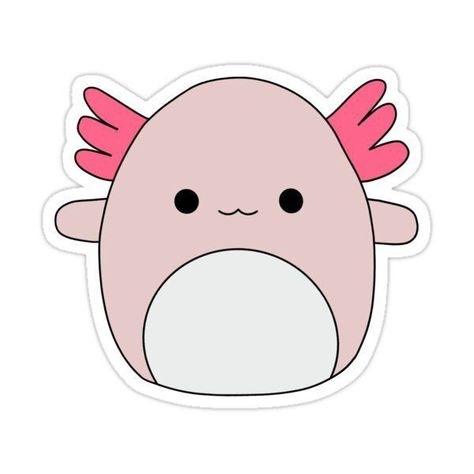 This picture is a axelotl Squishmallow sticker! Squishmallows Drawing, Axolotl Squishmallow, Squish Mellow, Paper Squishy, Preppy Stickers, Cute Laptop Stickers, Paper Duck, Cute Animal Drawings Kawaii, Paper Animals