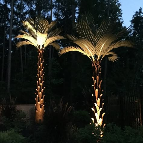 Palm Tree Lights, Fake Palm Tree, Palm Trees Landscaping, Dragon Tree, Concrete Pad, Outdoor Trees, Letter X, Palm Fronds, Outdoor Sculpture