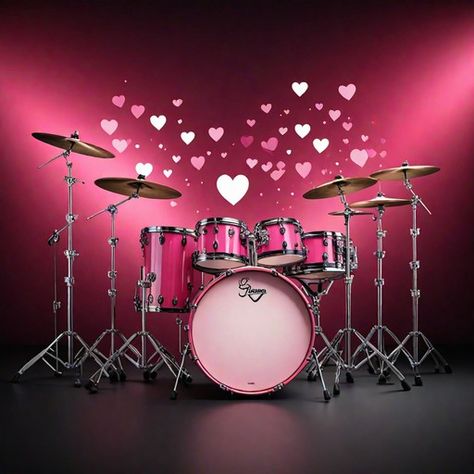 Pink Drums Aesthetic, Logo Gallery, Music Wallpaper, Tickled Pink, Drum Set, Music Playlist, Meringue, Bass Guitar, Music Art