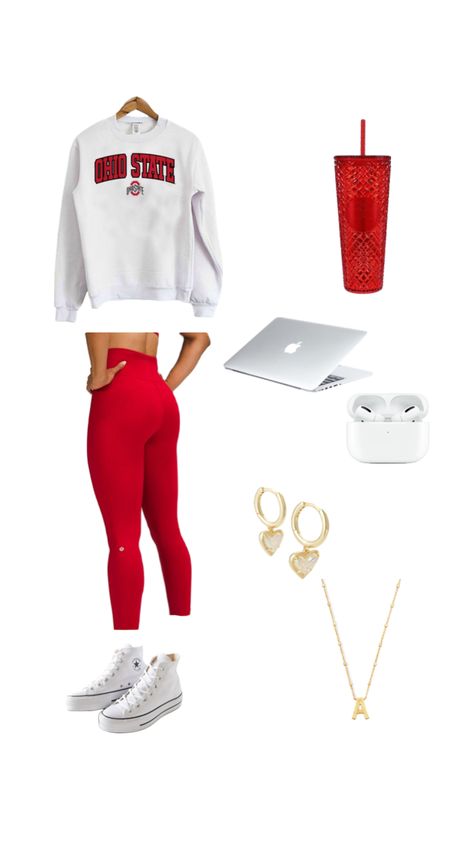 Outfits With Red Leggings, Red Leggings Outfit, Shuffle Outfits, Lululemon Outfits, Leggings Outfit, Trendy Outfits For Teens, Red Leggings, Cute Lazy Day Outfits, Cute Lazy Outfits