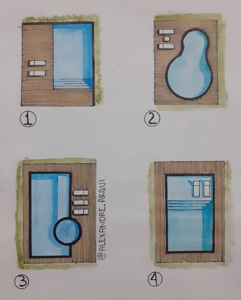 Swimming Pool Drawing, Pool Drawing, Outdoor Pool Area, Swimming Pool Architecture, Interior Design Sketch, Swimming Pool Designs, Home Building Design, Pool Designs, Building Design