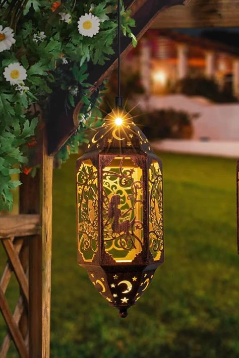 #fairy #GardenDecoration #solarlighting #balconygarden #motherslove #mothergift Pathway Garden, Decorative Solar Lights, Yard Pathway, Lights For Patio, Lanterns Outdoor, Solar Lanterns Outdoor, Solar Hanging Lanterns, Fairy Lanterns, Garden Birthday