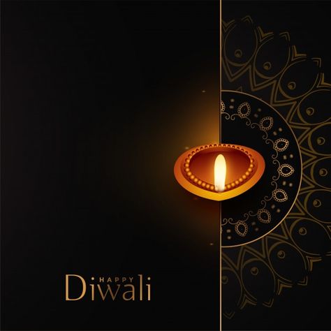 Happy diwali black and golden background... | Free Vector #Freepik #freevector #background #diwali #light #celebration Black And Golden Background, Gold Background Design, Background Diwali, Black And Gold Background, Happy Diwali Pictures, Diwali Light, Diya Designs, Diwali Design, Diwali Pictures