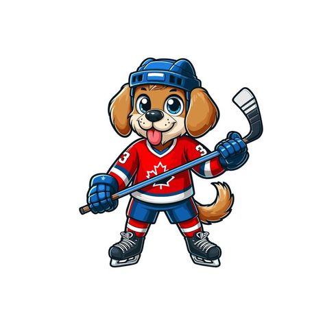 Hockey Cartoon, Hockey Drawing, Dog Playing, Cartoon Tiger, Dog Cartoon, Vector Icons Illustration, Logo Psd, Free Business Card Mockup, Hockey Player