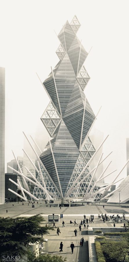 https://flic.kr/p/F9UVoz | KAKTUS Tower. octahedron / snookerCues shapes | Concept project 300 meter high Tower.KAKTUS Octahedron / SnookerCues / chosticks shapes Concept Models Architecture, Cactus Design, Watch Tower, Scenic Design, Civil Engineering, Chopsticks, Architecture Model, Landscape Architecture, Skyscraper