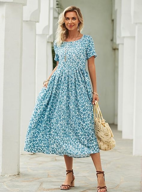 Modern Streetwear, Causal Dresses, Floral Dress Casual, Trends 2023, Spring Fabric, 2024 Trends, Women Maxi, Floral Dress Summer, Fashion Streetwear