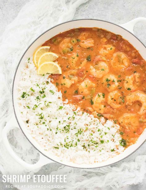 Shrimp Ettouffe, Shrimp Ettouffe Recipe, Ettouffe Recipe, Harissa Shrimp, Creole Shrimp, 3 Ingredient Dinners, Etouffee Recipe, Shrimp Etouffee, Southern Dinner