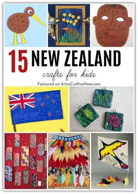 Around The World Crafts For Kids, Beautiful New Zealand, Australia Crafts, Waitangi Day, Art For Kids Room, International Craft, Cultural Crafts, Countries And Flags, Māori Culture