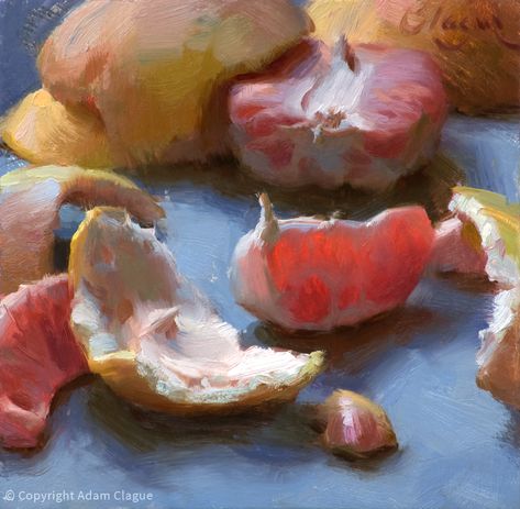 Glowing Grapefruit by Adam Clague 6×6″ Oil as featured on artfoodhome.com Oil Painting Inspiration, Food Painting, Fruit Painting, Southwest Art, Daily Painting, Oil Painters, Painting Still Life, Still Life Art, Fruit Art