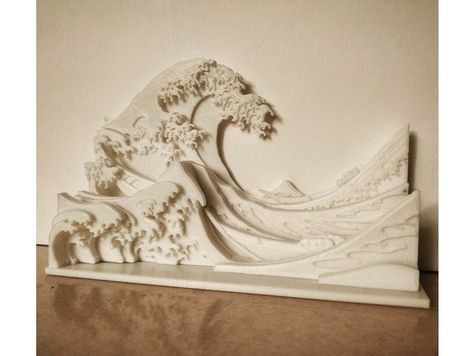 Hand-drawn 3D-layered sculpture tribute of "The Great Wave off Kanagawa". A Level Textiles, Surf Decor, Layered Art, The Great Wave, Japanese Waves, Great Wave Off Kanagawa, Wave Art, Fashion Illustration Sketches, Japanese Prints