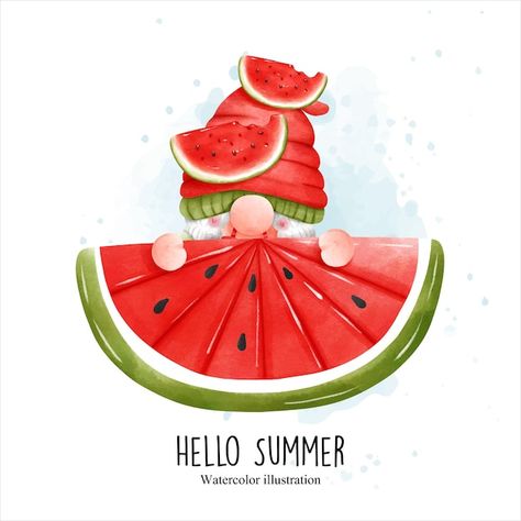 Vector summer gnome hello summer vector ... | Premium Vector #Freepik #vector #summer-vacation #summer-holiday #beach-holiday #summer-beach Summer Illust, Fruit Gnomes, Coffee Gnomes, School Binder Covers, Summer Gnomes, Cool Black Wallpaper, Yalda Night, Summer Vector, 2024 Art