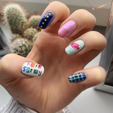 Newsies Nail Art, Musical Theatre Nails, Theatre Nails, Musical Nail Art, Tracy Turnblad, Hairspray Musical, Teacher Nails, Music Nails, Chicago Musical