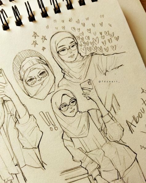 Hijab Drawing Sketches, Hijab Art Drawing, Hijab Drawing Reference, Hijab Girl Drawing, Hijabi Drawing, Hijab Sketch, Aesthetic Sketch Ideas, Muslim Drawing, Drawing History