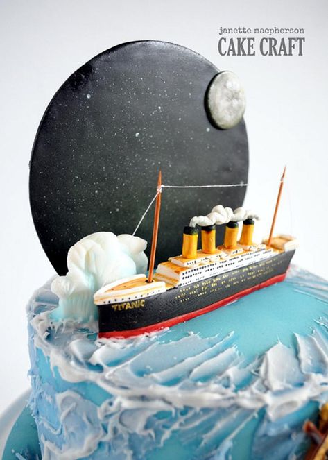 Titanic cake - cake by Janette MacPherson Cake Craft - CakesDecor Titanic Iceberg, Titanic Cake, Boat Cake, Titanic History, Sea Cakes, Cake Craft, The Titanic, 10th Birthday Parties, Novelty Cakes