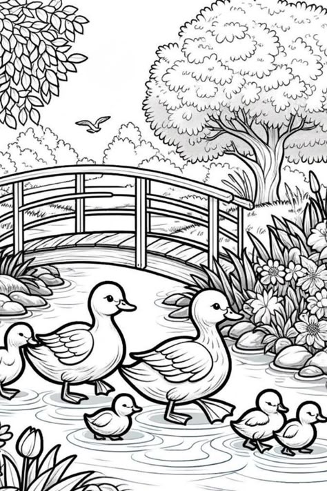 Spring Coloring Pages Colouring In, Coloring Spring, Duck Coloring Pages, Coloring Pages Flowers, Nature Coloring Pages, Educational Coloring Pages, Coloring Pages For Toddlers, Coloring Pages Nature, Garden Coloring Pages