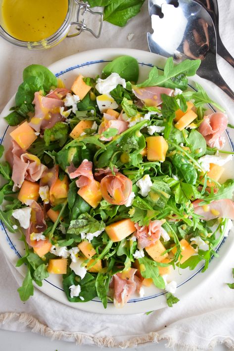 Prosciutto Melon, Pizza Sides, Comfort Pasta, Melon Salad, Dijon Vinaigrette, Honey Dijon, Hot Summer Nights, Quick Appetizers, Italian Salad