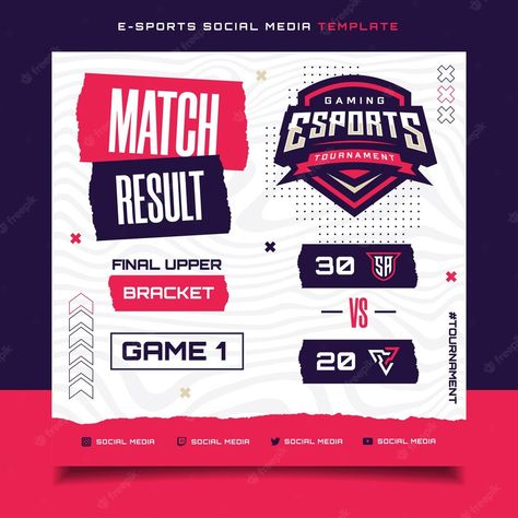 Premium Vector | Match result e-sports gaming banner template for social media flyer with logo Gaming Banner Template, Template For Social Media, Esports Games, Social Media Flyer, Esports Logo, Gaming Banner, Sport Design, E Sports, Social Media Games