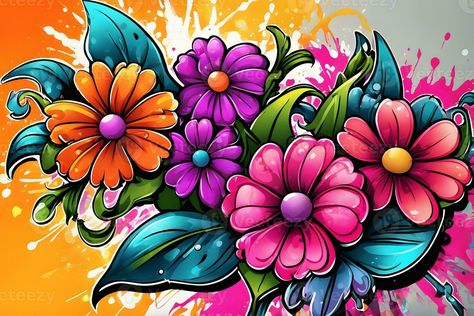 Flower Graffiti Wallpaper, Graffiti Background, Floral Graffiti Pattern, Flower Graffiti background, Flower Graffiti Art, Floral Graffiti Paint, AI Generative Floral Graffiti Street Art, Graffiti Flowers Easy, Graffiti Art Flowers, Graffiti Flowers Art, Girly Graffiti, Flowers Graffiti, Flower Graffiti, Floral Graffiti, Graffiti Art Style