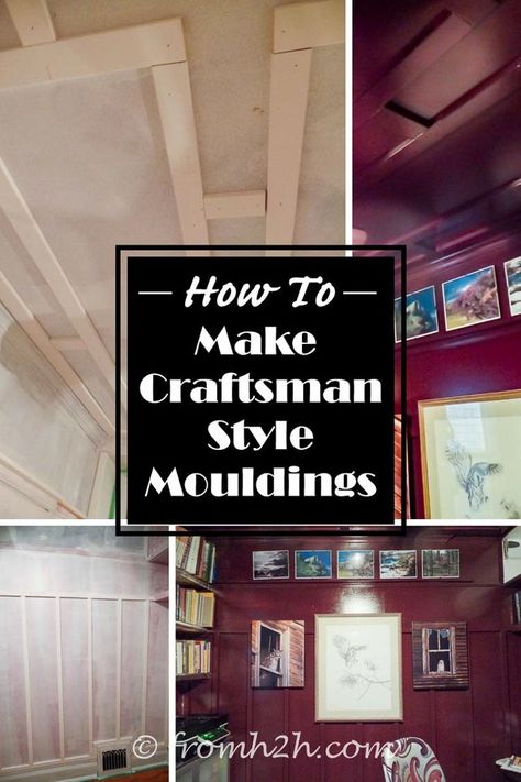 How to make Craftsman style mouldings Moldings And Trim Accent Walls, Ceiling Ideas Painted, Craftsman Molding And Trim, Diy Ceiling Makeover, Wall Painting Ideas Diy, Diy Ceiling Ideas, Ceiling Ideas Bedroom, Crown Molding Diy, Diy Ceiling Decor