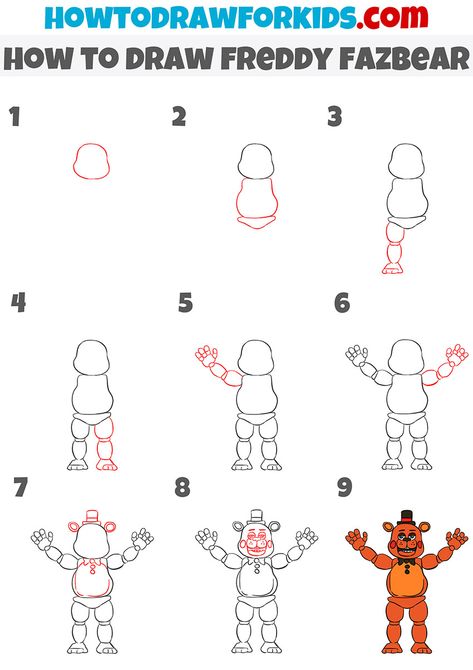 how to draw freddy fazbear step by step How To Draw Five Nights At Freddys Easy, How To Draw Five Nights At Freddys Step By Step, Freddy Fazbear Drawing Easy, Five Nights At Freddy’s Drawings, Fnaf How To Draw, How To Draw Fnaf Characters Step By Step, How To Draw Freddy Fazbear, Fnaf Drawing Base, How To Draw Fnaf Animatronics