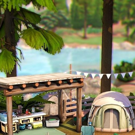 sunnysimsie | sims 4 content ☀ on Instagram: "💛 check out the speedbuild on youtube.com/sunnysimsie a small campsite that I've built in Granite Falls! ☀️Gallery ID: sunnysimsieyt ☀️Reshade: dove preset by kindlespice ☀️Fully Functional ☀️No CC ☀️Tray Files are on my Patreon (link in bio) USED PACKS 🟠EP: Cottage Living, Snowy Escape, Eco Lifestyle, Discover University, Seasons, Cats&Dogs, Get Together, Get To Work 🔴GP: My Wedding Stories, Journey To Batuu, Jungle Adventure, Parenthood, Spa Day Snowy Escape Sims 4, Sims 4 Campsite, Granite Falls Sims 4, Snowy Escape, Sims 4 Content, Housing Ideas, Eco Lifestyle, Forest Cabin, Sims Ideas