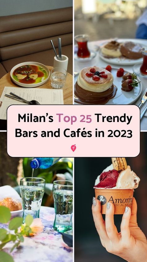 Explore the top 25 trendy bars and best cafés in Milan that make evenings come alive. From chic cocktail bars to cozy coffee shops, we've curated a list of the trendiest spots where you can sip, savor, and soak in the atmosphere in Milan 2023. #barsandcafe #Milanexplore #Milantravelguide #milantravel Milan Cafe, Milan Italy Restaurants, Restaurants In Milan Italy, Milan Best Restaurants, Milan Bar, Milano Cafe Bar, Milan Instagram, Milan Travel Guide, Milan Italy Travel