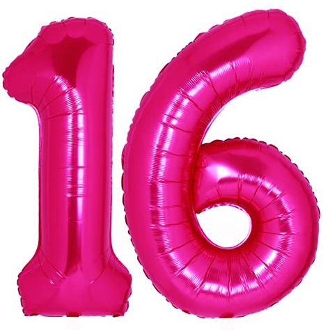 16 Year Anniversary, Balloon Helium, Balloons For Birthday, 16th Birthday Decorations, 16 Balloons, Foil Number Balloons, Anniversary Party Decorations, Number 16, Birthday Inspo