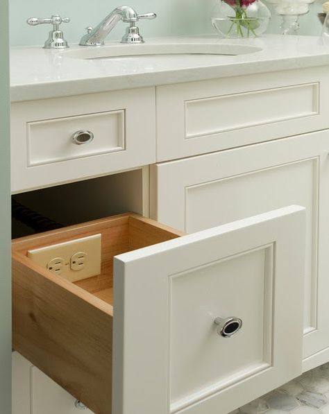 Outlets In Bathroom, Nursery Drawer Organization, Diy Drawer Organizer, Dresser Drawer Organization, Drawer Organization, Interior Finishes, Bathroom Drawers, Vanity Drawers, Inside Cabinets