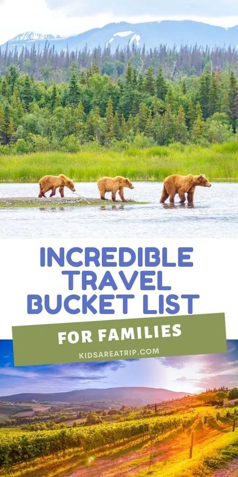 Every family should have a travel bucket list. It will look different for everyone, but having aspirational adventures is good for the soul. We've asked fellow travelers to share their bucket list for families. We love the variety of travel ideas for families that are sure to help plan your next trip! - Kids Are A Trip |travel bucket list ideas| travel buck list| travel bucket list destinations | family bucket list Bucket List Ideas For Families, Family Travel Bucket List, Family Bucket List Ideas, Bucket List Ideas Travel, Family Trip Ideas, Bucket List For Families, Usa Vacation Destinations, Travel Bucket List Ideas, Family Vacation Quotes