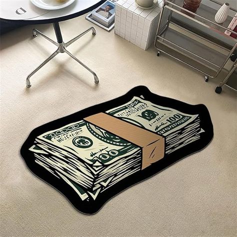 Area Rug for Bedroom Carpets 100 Dollar Bill Money Design Rugs Soft Crystal Velvet Rug for Bedroom Living Room Decor House Old Money, Bachelor Room, Rugs Indoor, Rugs For Office, Modern Bureau, Tufting Ideas, Room Products, Bedroom Carpets, Gag Gifts Christmas