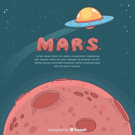 Modern hand drawn mars background Free Vector Mars Drawing, Solar System Background, Mars Background, Mars Illustration, About Solar System, Universe Illustration, Planet Illustration, Mars Art, Mars Poster