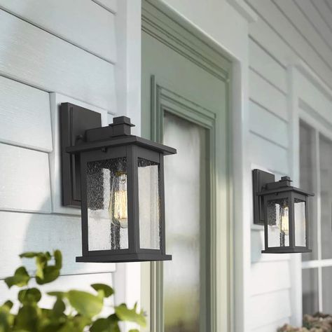 Emliviar Outdoor Wall Mount Lights 2 Pack, 1-Light Exterior Sconces Lantern in Black Finish with Clear Seeded Glass, OS-1803EW1-2PK Wall Mount Lights, Patio Lamp, Outdoor Wall Mounted Lighting, Black Outdoor Wall Lights, Modern Outdoor Lighting, Outdoor Sconces, Outdoor Light Fixtures, Outdoor Lights, Outdoor Wall Lantern