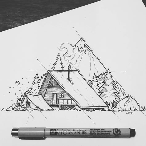 Tatoo Arte Doodle, 3d Tattoos, Desenho Tattoo, 3d Drawings, A Cabin, Arte Sketchbook, Amazing Drawings, Pencil Art Drawings, A Pen