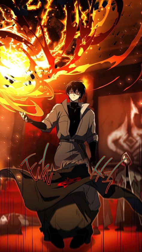 Anime Powerful Characters, Fire Anime Characters, Oc With Fire Powers, Fire User Oc, Fire Oc Character, Man With Fire Powers, Lava Powers, Oh Kang Woo, Fire Magic Character Design