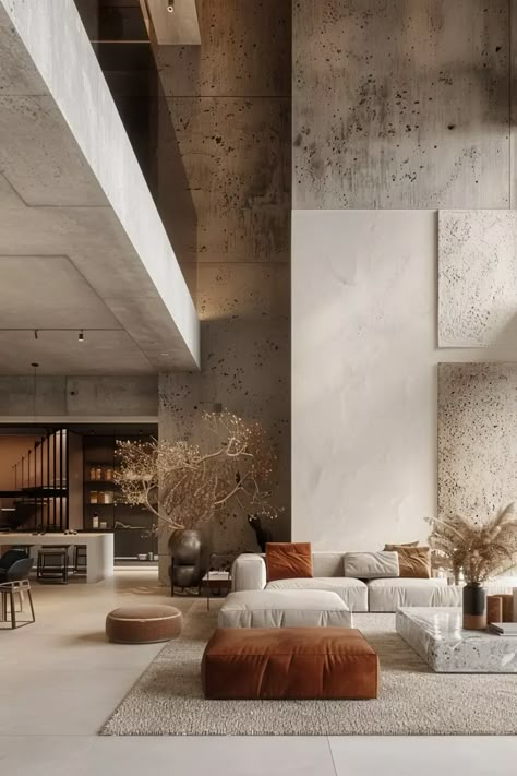 Sleek Minimalist Living Room Design Ideas for a Modern Home Japandi Interior Design, Minimalist Living Room Ideas, Minimalist Living Room Design, Wood And Concrete, Wall Niche, Interior Minimalista, Japandi Interior, Sleek Furniture, Living Room Design Ideas