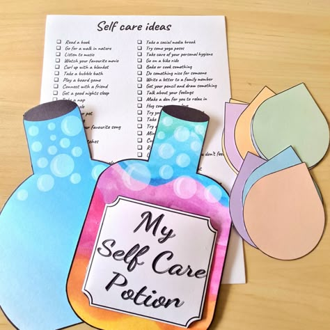 Personal Health Activities For Kids, Activities For Childrens Mental Health Week, Self Care Arts And Crafts, Self Care Art Activity, Diy Mental Health Crafts, Psychoeducation Activities, Self Care Crafts For Kids, Well Being Activities Children, Kids Mental Health Activity