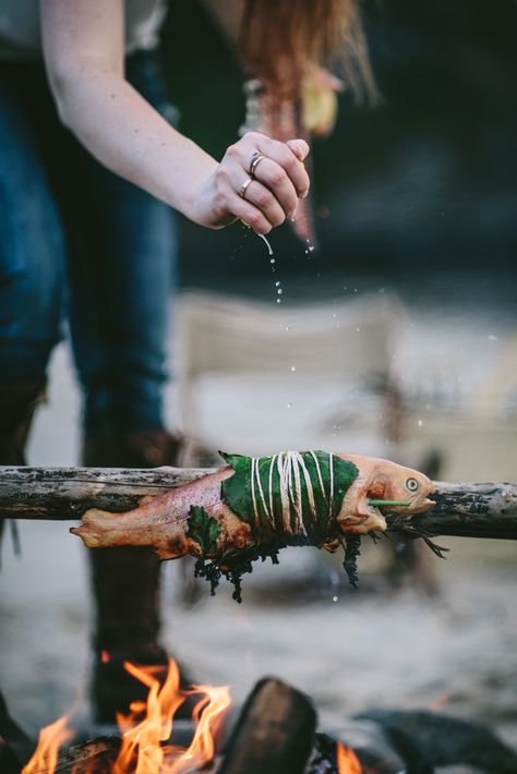 Fire-Roasted Trout with Lemon and Herbs | Adventures in Cooking Rosemary Gin Cocktail, Butternut Squash Chili, Open Fire Cooking, Gin Cocktail, Beautiful Food Photography, Lemon Herb, Fire Cooking, Campfire Cooking, Camp Fire