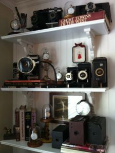 Styling A Shelf, Book Cases, Vintage Vignettes, Old Cameras, Atlanta Homes, Room Display, My Hubby, My Living Room, Vintage Cameras