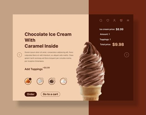 Ice cream website design by Nino Mikeladze Cream Website Design, Ice Cream Website Design, Ice Cream Website, Logo Design Creative, App Ui, Design Creative, Food Delivery, Ui Ux Design, Ux Design