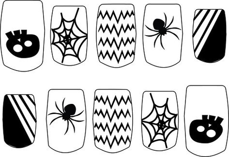 Halloween Fingernail Art | The Craft Chop Fingernail Decals Cricut, Nail Vinyl Decals, Vinyl Nail Art, Printable Nail Art, Halloween Nail Decals, Airbrush Nail, Nail Halloween, Nail Art Stencils, Fingernail Art