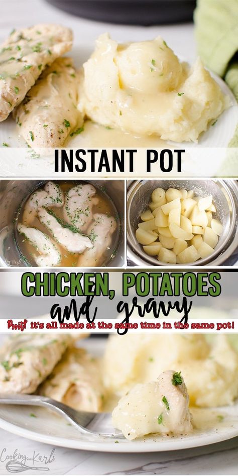 Mashed Potatoes With Gravy, Chicken And Mashed Potatoes, Potatoes And Gravy, Cooking With Karli, Chicken Mashed Potatoes, Instant Pot Recipes Chicken, Chicken Potatoes, Instant Pot Dinner Recipes, Easy Instant Pot Recipes