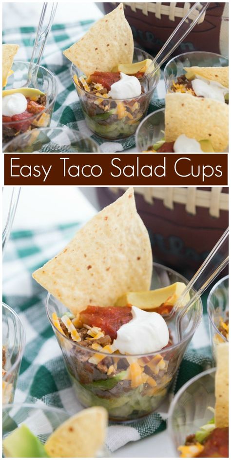 Taco Salad Cups, Salad Cups, Taco Cups, Tailgate Parties, Football Tailgate, Tailgating Recipes, Recipe Girl, Easy Taco, Taco Salad